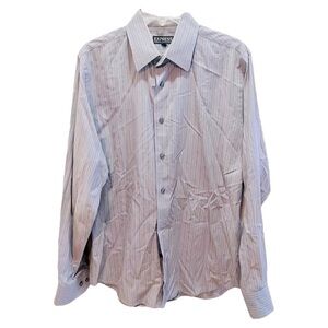 Express Men's Striped Button-Up Shirt - Gray Medium